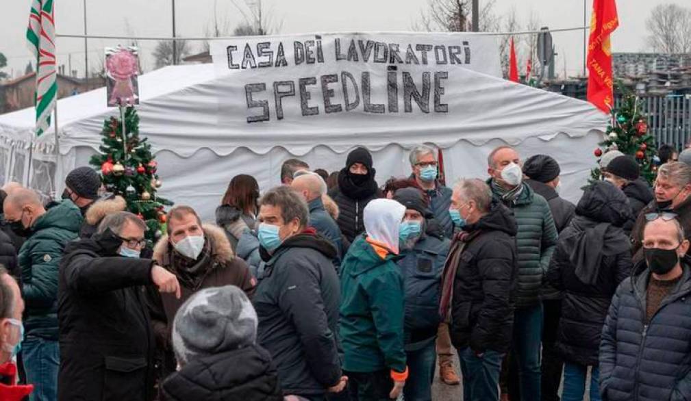 Le proteste dei lavoratori della Speedline. Immagine di repertorio