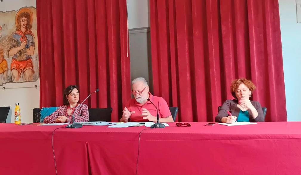 I sindacalisti della Cgil durante la presentazione della ricerca