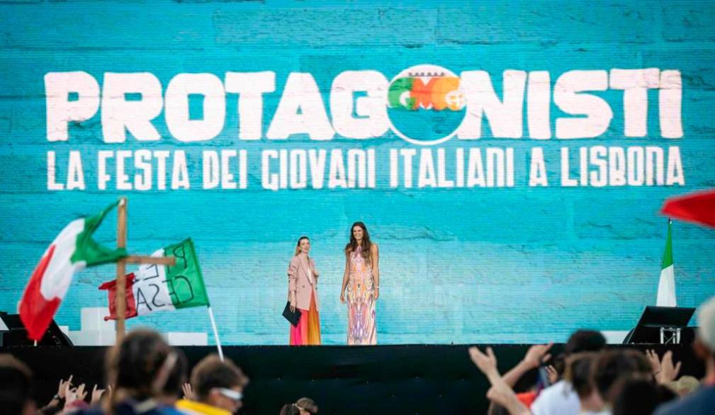 Gmg, la pallavolista Cristina Chirichella dal palco della festa degli italiani (foto Sir/Siciliani Gennari)