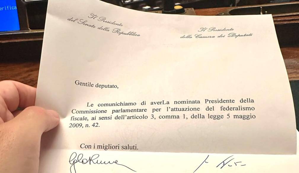 La lettera di nomina di Stefani (foto Facebook Alberto Stefani)