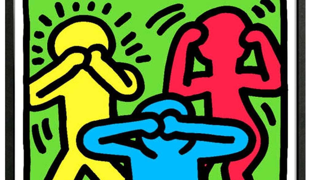 ﻿Keith Haring “See No Evil Hear No Evil Speak No Evil” 1989, litografia