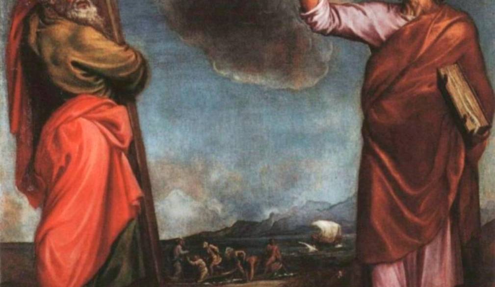 ﻿Tiziano Vecellio, “Madonna con Bambino in gloria e santi Andrea e Pietro” detta anche “pala di Serravalle”, 1542, chiesa di Santa Maria Nova, nel quartiere di Serravalle a Vittorio Veneto