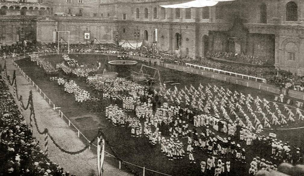 Osservatore Romano del 29 settembre 1908: “Concorso ginnastico” in Vaticano, davanti a papa Pio X