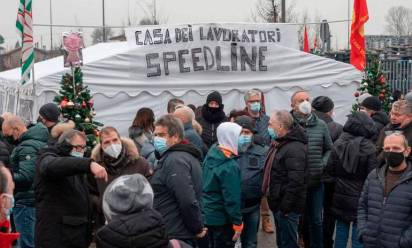 Le proteste dei lavoratori della Speedline. Immagine di repertorio